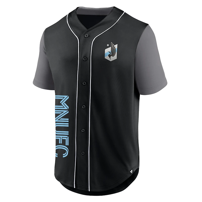 Maillot de baseball noir Minnesota United FC Balance Fashion pour hommes marque fanatiques