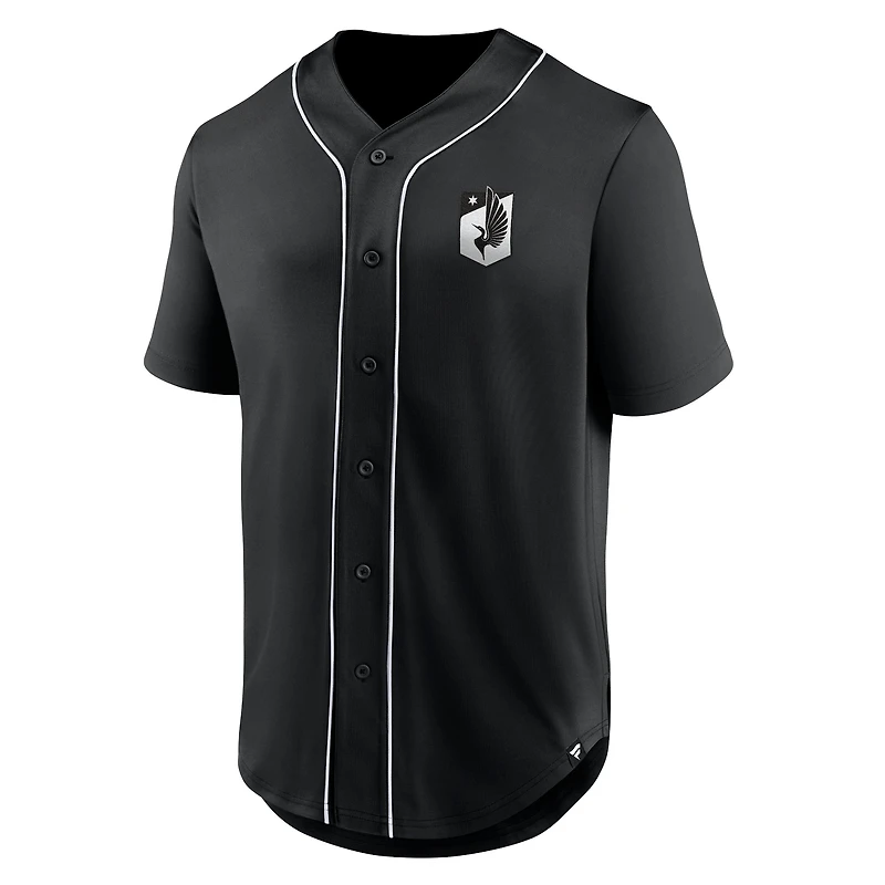 Men's Fanatics Black Minnesota United FC Third Period Fashion Baseball Button-Up Jersey