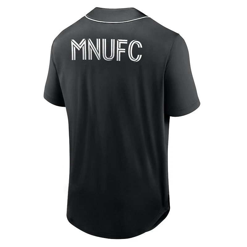 Men's Fanatics Black Minnesota United FC Third Period Fashion Baseball Button-Up Jersey