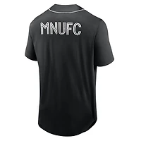 Men's Fanatics Black Minnesota United FC Third Period Fashion Baseball Button-Up Jersey