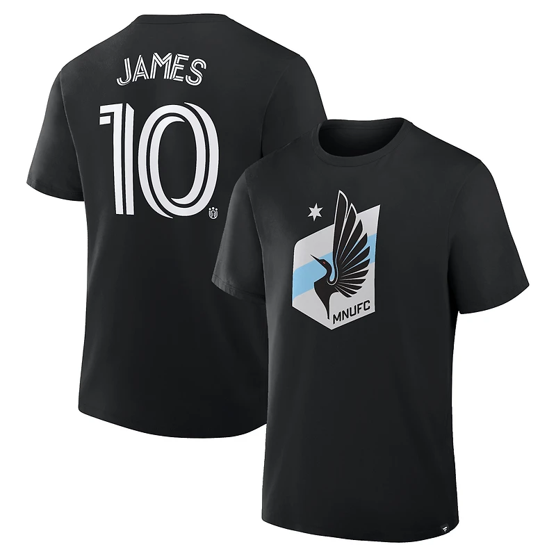 Men's Fanatics James Rodriguez Black Minnesota United FC Authentic Stack Player Name & Number T-Shirt