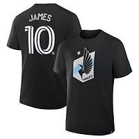 Men's Fanatics James Rodriguez Black Minnesota United FC Authentic Stack Player Name & Number T-Shirt