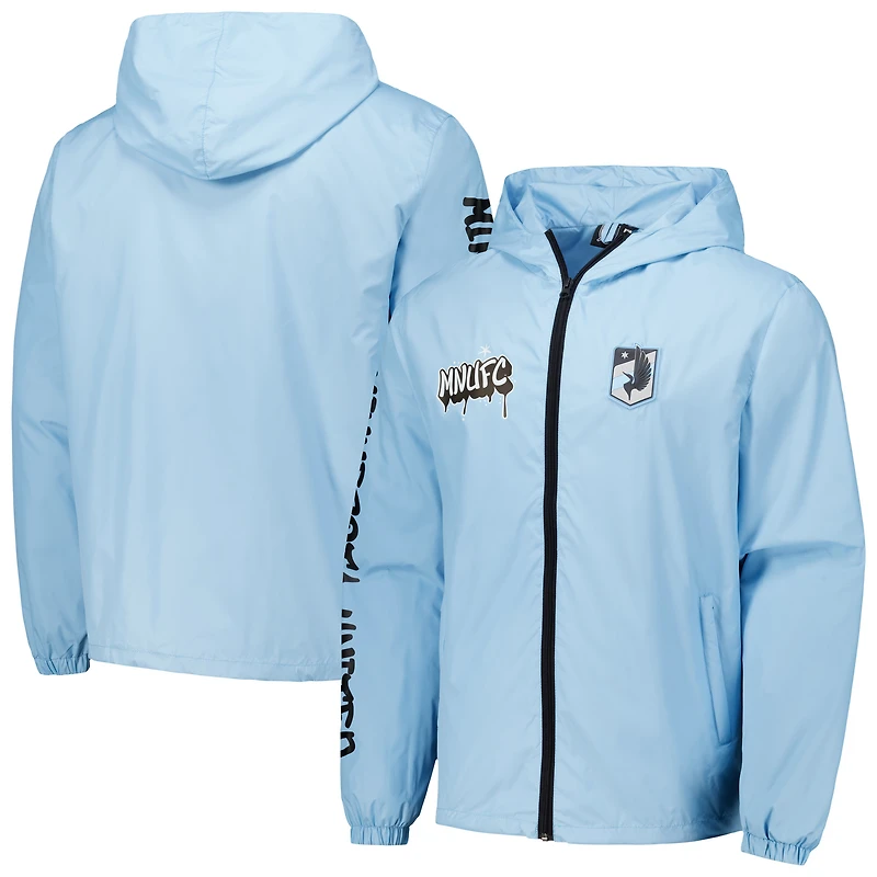 Men's Light Blue Minnesota United FC Graffiti Hoodie Full-Zip Windbreaker