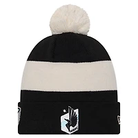 Bonnet en tricot à revers New Era noir Minnesota United FC 2024 Kick Off Collection pour homme avec pompon