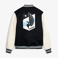 Veste universitaire noire de la collection anniversaire du Minnesota United FC, signée Men's Sport Design Sweden