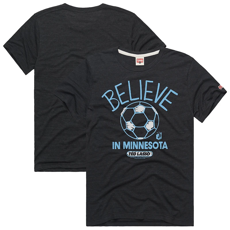Unisex Homage Charcoal Minnesota United FC MLS x Ted Lasso Believe Graphic Tri-Blend T-Shirt