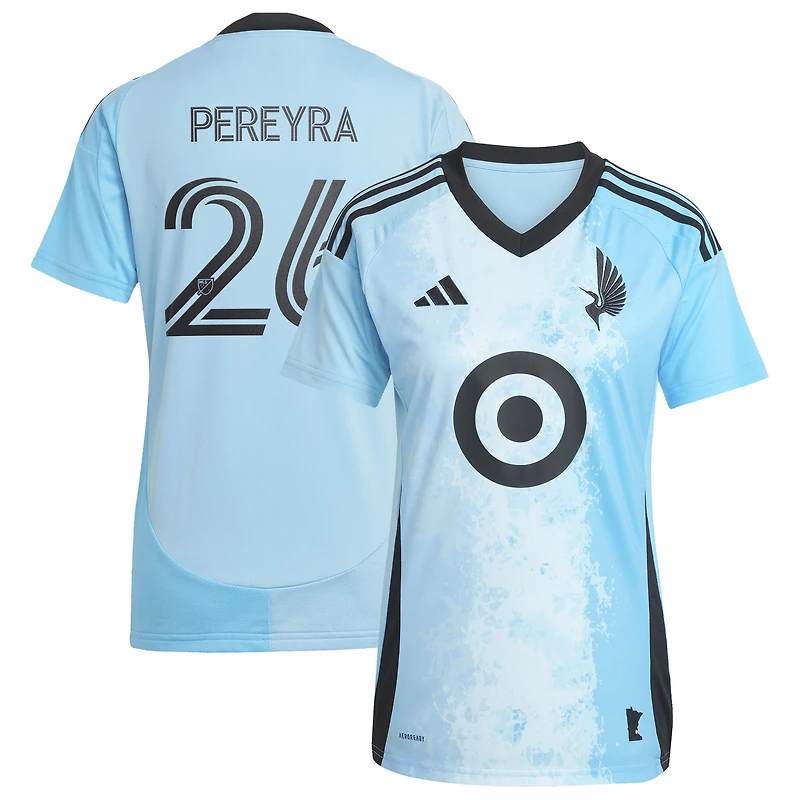 Maillot adidas Joaquín Pereyra pour femme, réplique du Minnesota United FC 2025 CONVERGENCE, bleu