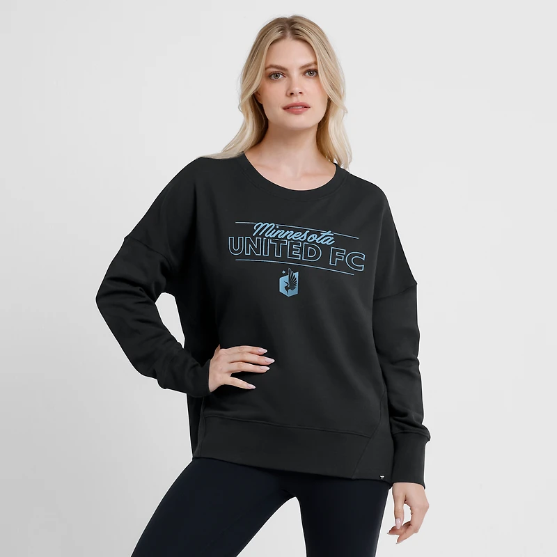 Sweat-shirt à capuche surdimensionné avec brassard de capitaine Fanatics noir Minnesota United FC pour femme