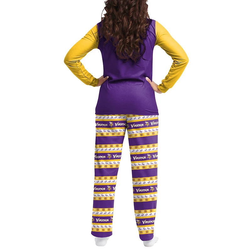 Women's FOCO Purple Minnesota Vikings Wordmark Ugly Pajama Set
