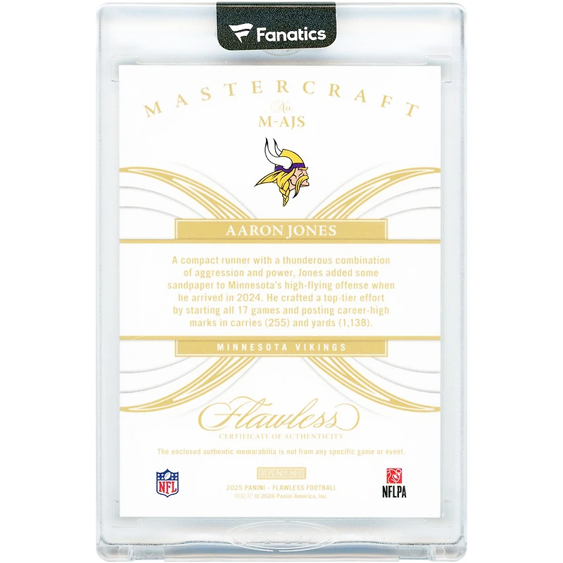 Aaron Jones Minnesota Vikings 2025 Panini Flawless Mastercraft Triple Relic #M-AJS #12/15 Card