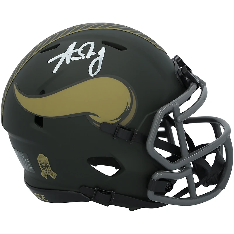 Aaron Jones Minnesota Vikings Autographed Riddell 2025 Salute To Service Speed Mini Helmet