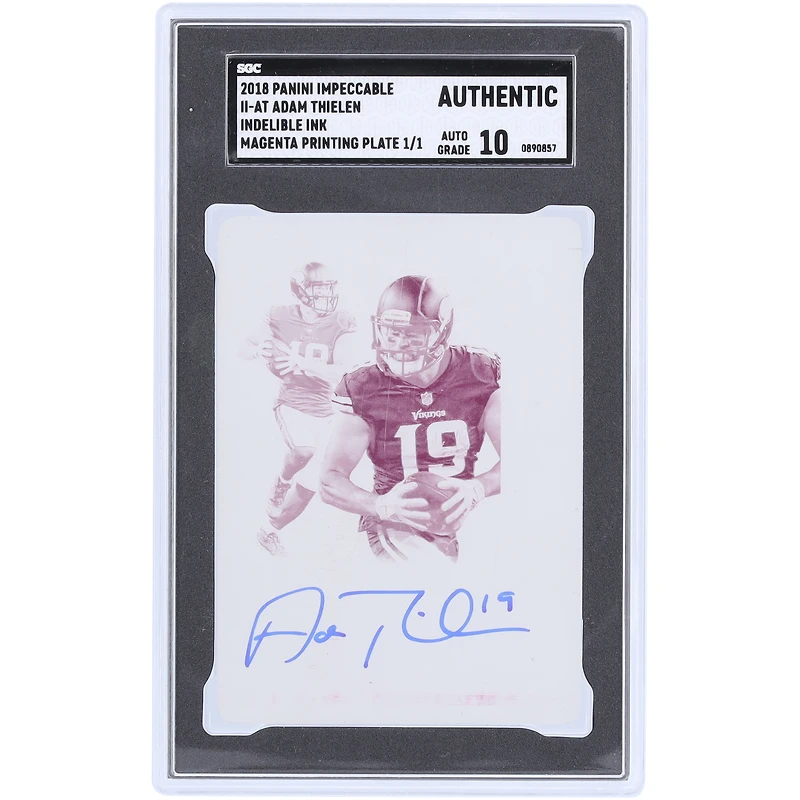 Adam Thielen Minnesota Vikings Autographié 2018 Panini Impeccable Incredible Ink Magenta Printing Plate #II-AT #1/1 SGC Authenticated Auto 10 Card