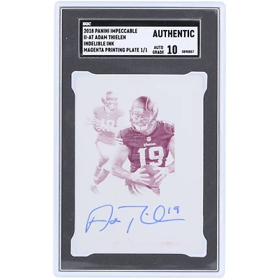 Adam Thielen Minnesota Vikings Autographié 2018 Panini Impeccable Incredible Ink Magenta Printing Plate #II-AT #1/1 SGC Authenticated Auto 10 Card