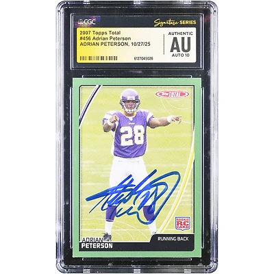 Carte de recrue autographiée d'Adrian Peterson (Minnesota Vikings), Topps Total 2007, n° 456