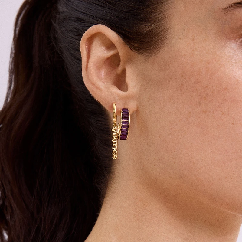 Lot de 2 boucles d'oreilles créoles baguettes BaubleBar des Vikings du Minnesota
