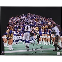 Photo autographiée de Cris Carter, joueur des Vikings du Minnesota, sortie du tunnel avant son dernier match à domicile (40 x 50 cm).