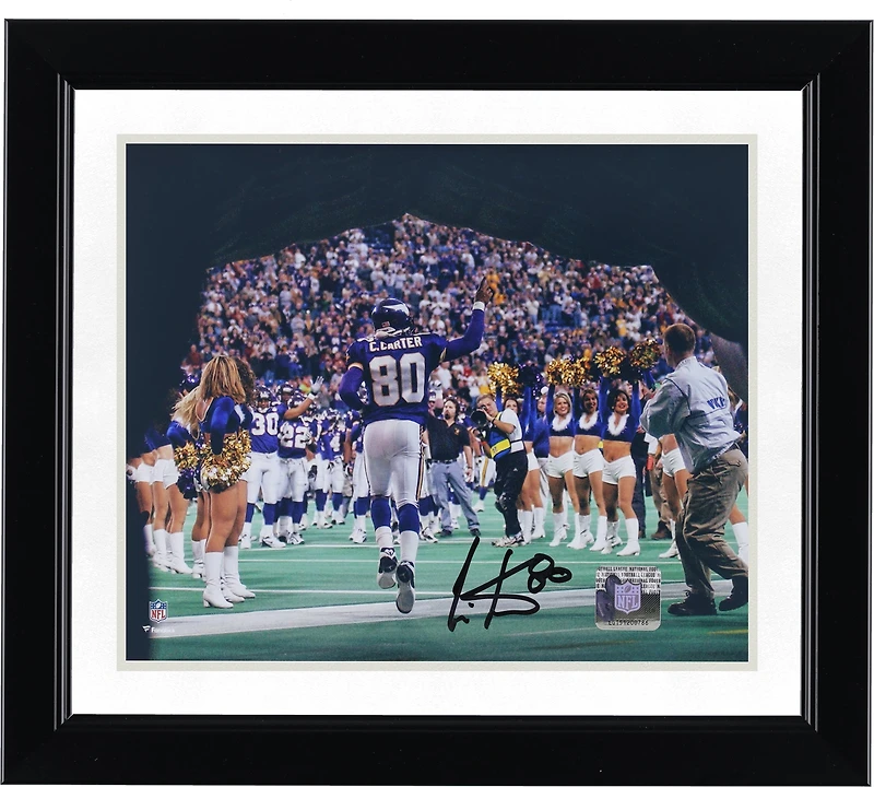 Cris Carter Minnesota Vikings Autographed 8" x 10" Running Out of Tunnel Before Last Home Game Photograph