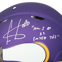 Casque Riddell Speed ​​Authentic 2023 Alternate Tribute, signé par Cris Carter (Minnesota Vikings), avec inscription « Je ne fais que marquer des touchdowns ».