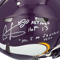 Casque Riddell Speed ​​Authentic autographié par Cris Carter (Minnesota Vikings) avec inscriptions multiples