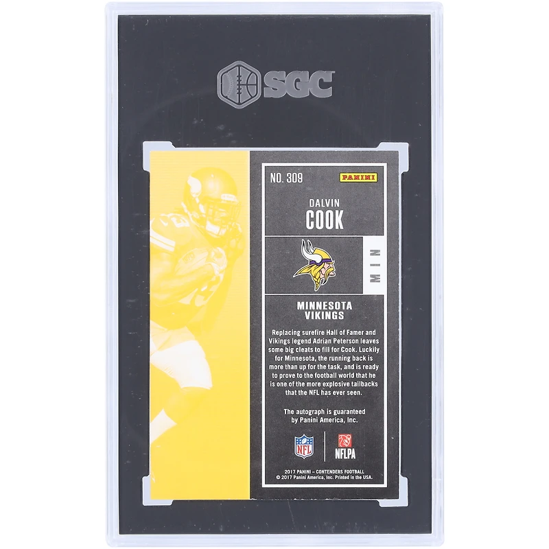 Dalvin Cook Minnesota Vikings Autographed 2017 Panini Contenders Red Zone #309 SGC Authenticated 8.5/10 Rookie Card 