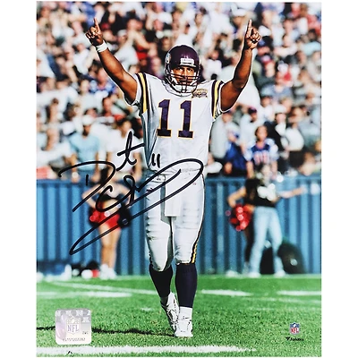 Photo dédicacée de Daunte Culpepper (Minnesota Vikings), mains levées, en maillot blanc (8 x 10 pouces).