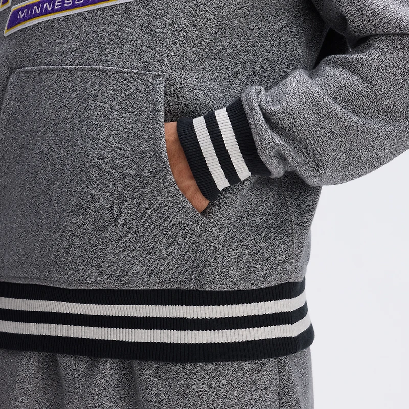 Sweat à capuche Fanatics Athletic gris chiné Minnesota Vikings Iconic bords en polaire