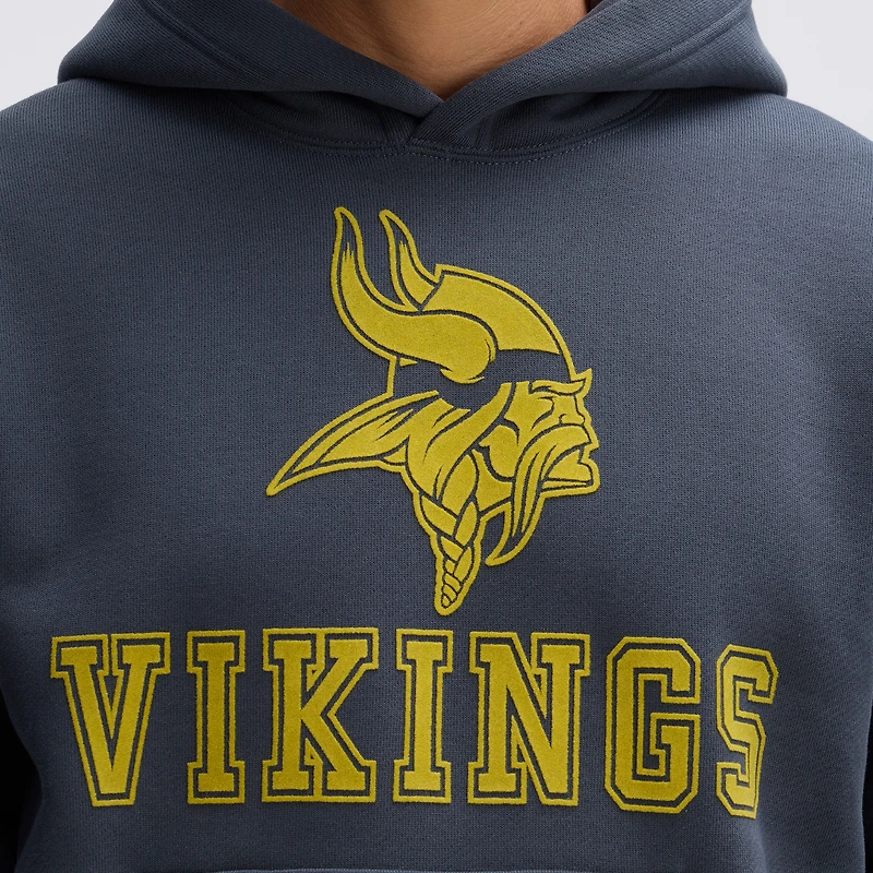Fanatics Charcoal Minnesota Vikings IconicFleece Flocked Hoodie