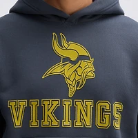 Fanatics Charcoal Minnesota Vikings IconicFleece Flocked Hoodie