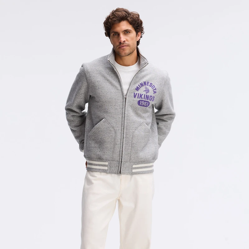 Veste polaire emblématique Fanatics gris chiné Minnesota Vikings à fermeture éclair intégrale