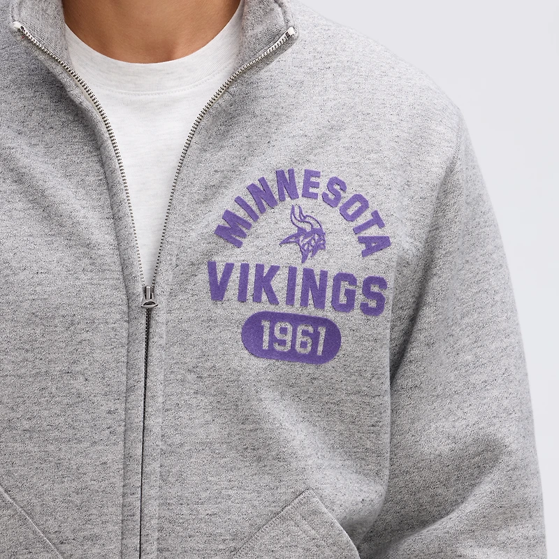 Veste polaire emblématique Fanatics gris chiné Minnesota Vikings à fermeture éclair intégrale