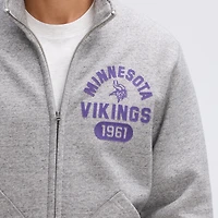 Veste polaire emblématique Fanatics gris chiné Minnesota Vikings à fermeture éclair intégrale