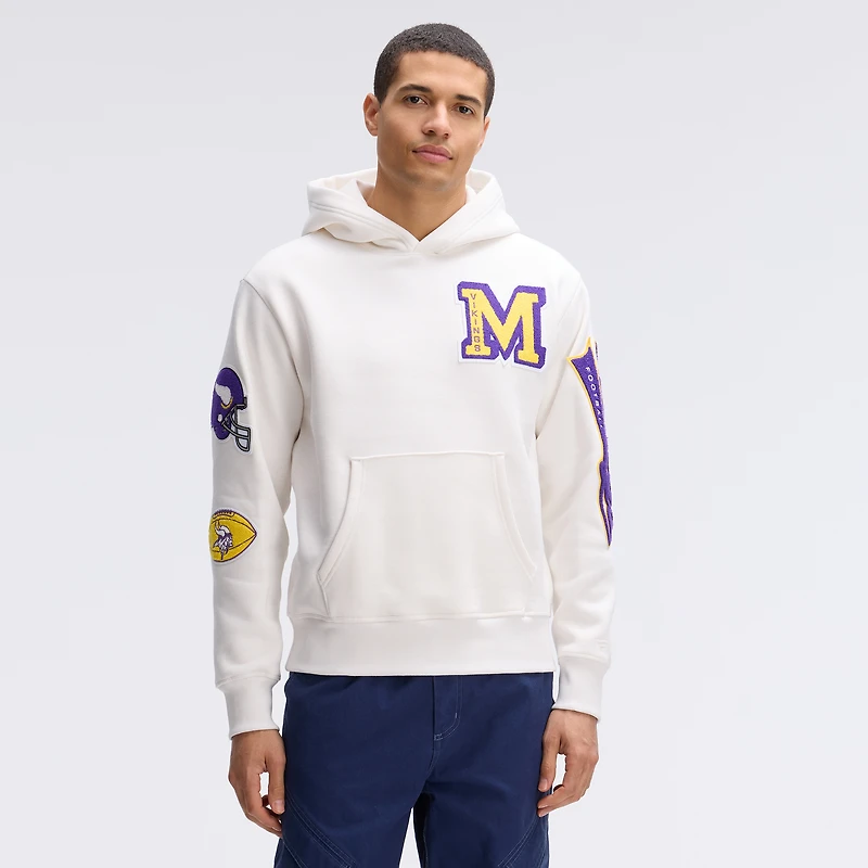 Sweat à capuche en polaire Fanatics Oatmeal Minnesota Vikings IconicFleece Letterman