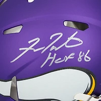 Casque Riddell Speed ​​authentique autographié par Fran Tarkenton des Vikings du Minnesota avec inscription « HOF 86 »