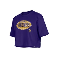 Girl's New Era Purple Minnesota Vikings Flip Sequin Boxy T-Shirt