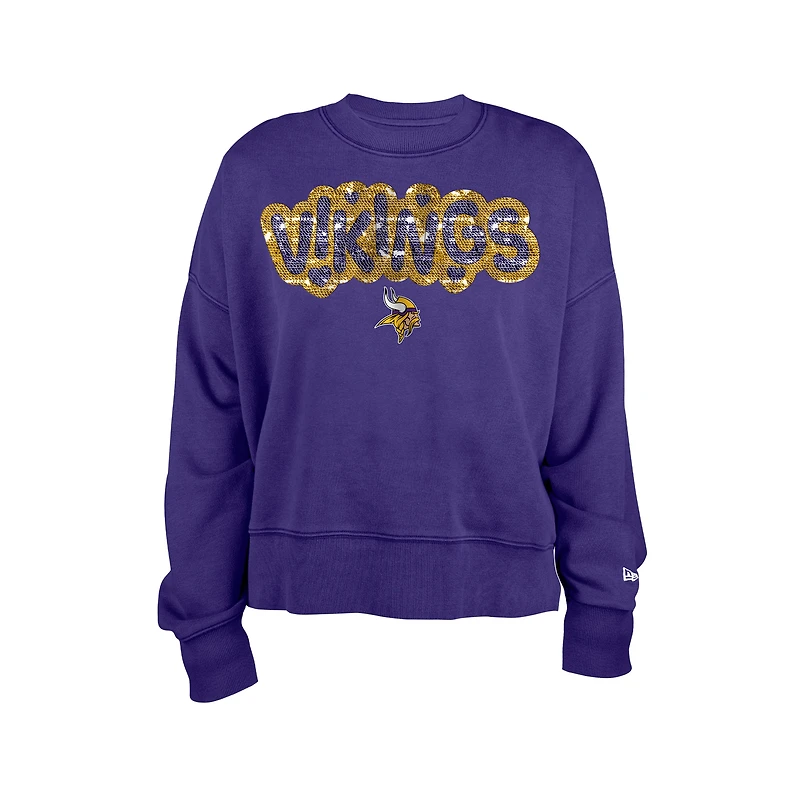 Sweat-shirt violet à paillettes pour fille New Era des Minnesota Vikings