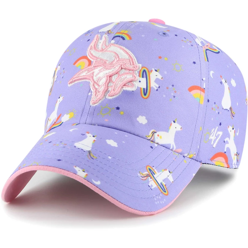 Bonnet réglable pour fille d'âge préscolaire '47 Lavande Minnesota Vikings Unicorn Clean Up