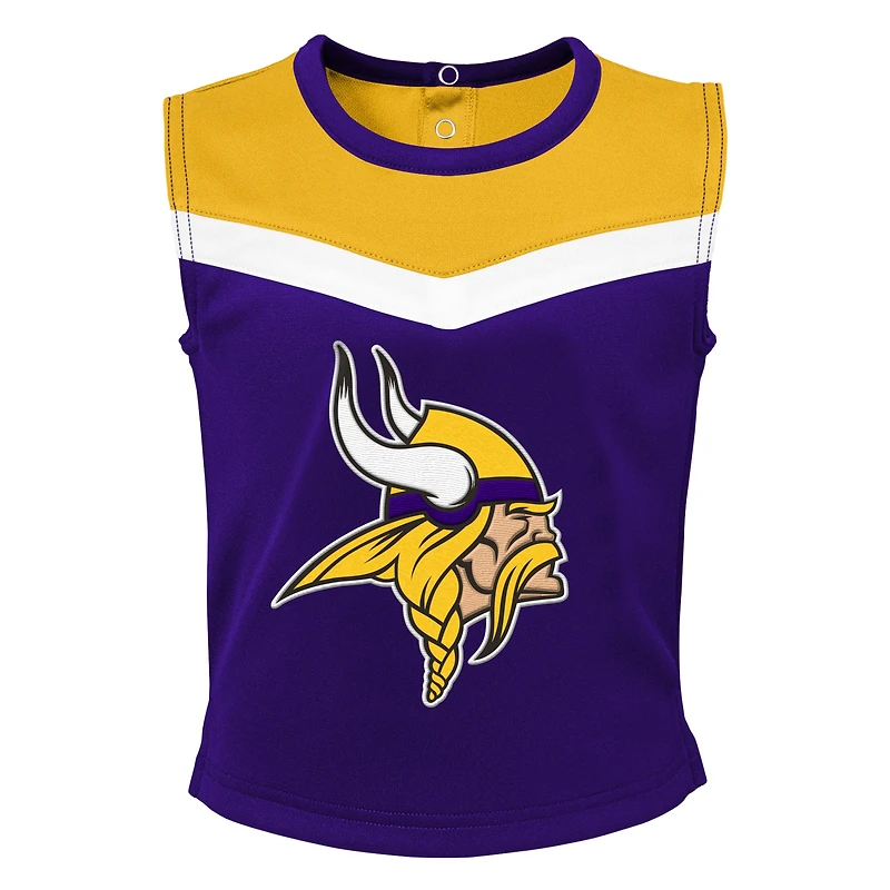 Ensemble de pom-pom girl deux pièces violet Minnesota Vikings pour petites filles, avec bloomer
