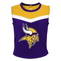 Ensemble de pom-pom girl deux pièces violet Minnesota Vikings pour petites filles, avec bloomer