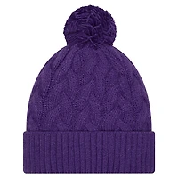 Girls Youth New Era  Purple Minnesota Vikings Cabled Cuffed Knit Hat with Pom