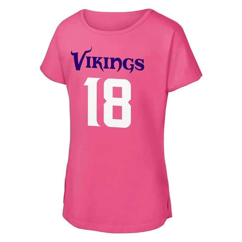 Girls Youth Outerstuff Justin Jefferson Pink Minnesota Vikings Player Name & Number T-Shirt