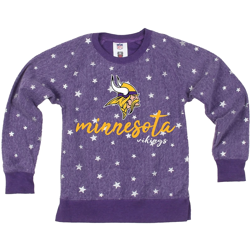 Sweat-shirt en polaire à motif étoile scintillante violet pour filles, Wes et Willy, Vikings du Minnesota