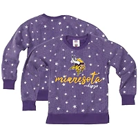 Girls Youth Wes & Willy  Purple Minnesota Vikings Shimmer Star Reverse Fleece Pullover Sweatshirt