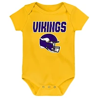 Ensemble de body trois pièces Outerstuff Minnesota Vikings Littlest Player pour bébé et nouveau-né
