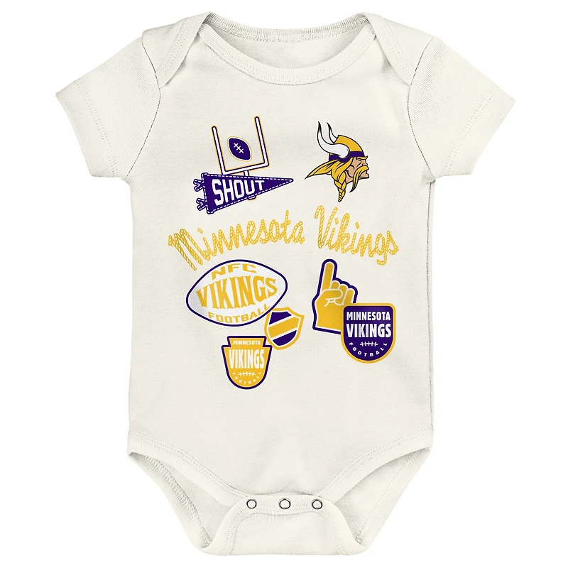 Infant & Newborn Outerstuff Minnesota Vikings Littlest Player Three-Piece Bodysuit Set