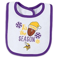 Infant & Newborn WEAR by Erin Andrews Minnesota Vikings Holiday Full-Zip Sleeper Bib Set