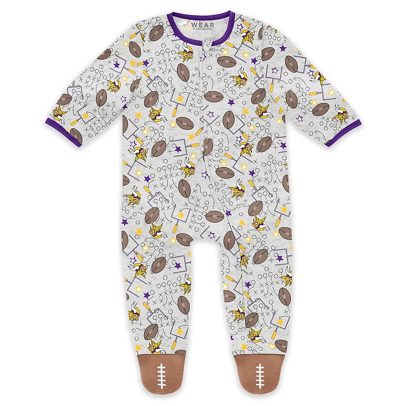 Infant & Newborn WEAR by Erin Andrews Minnesota Vikings Sleep and Play Full-Zip Sleeper Bib Set