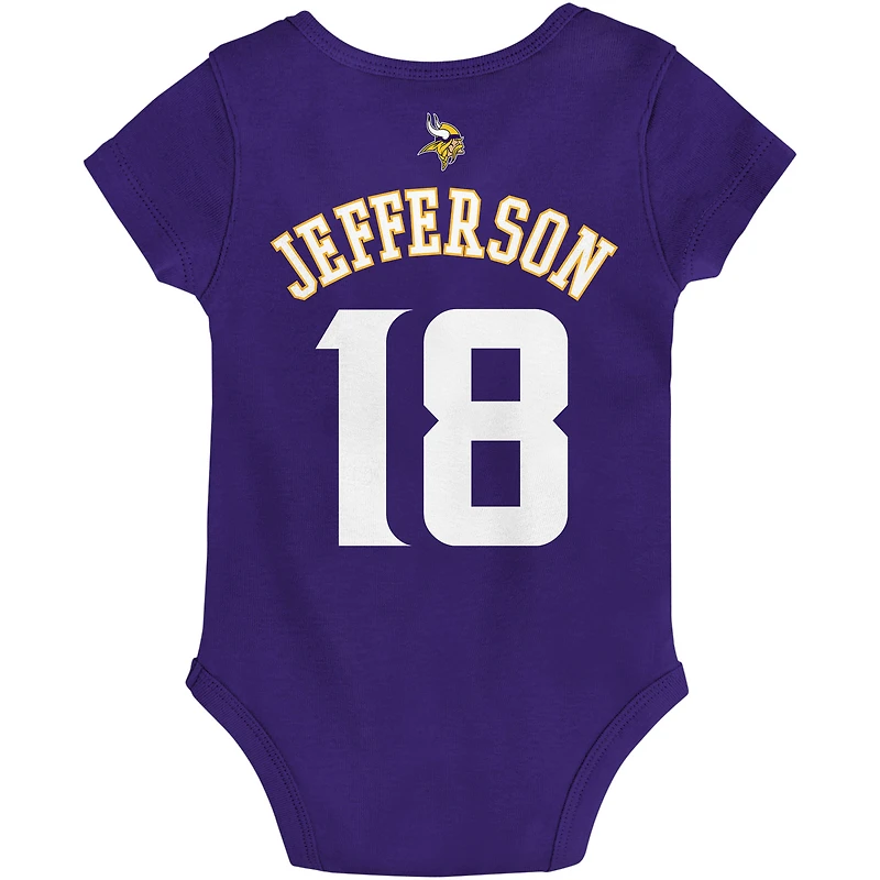 Body pour bébé Justin Jefferson violet Minnesota Vikings Mainliner nom et numéro du joueur
