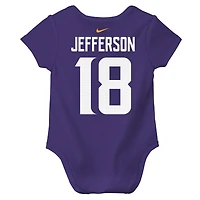 Body bébé Nike Justin Jefferson violet Minnesota Vikings avec nom et numéro