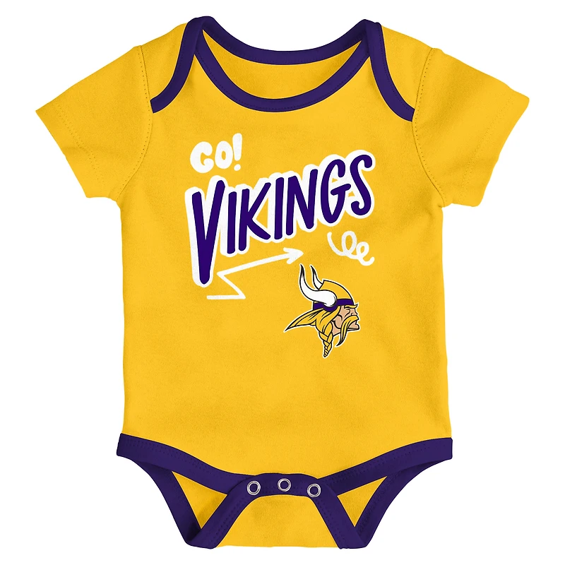 Infant Outerstuff  Minnesota Vikings All Day Play Three-Piece Bodysuit Set