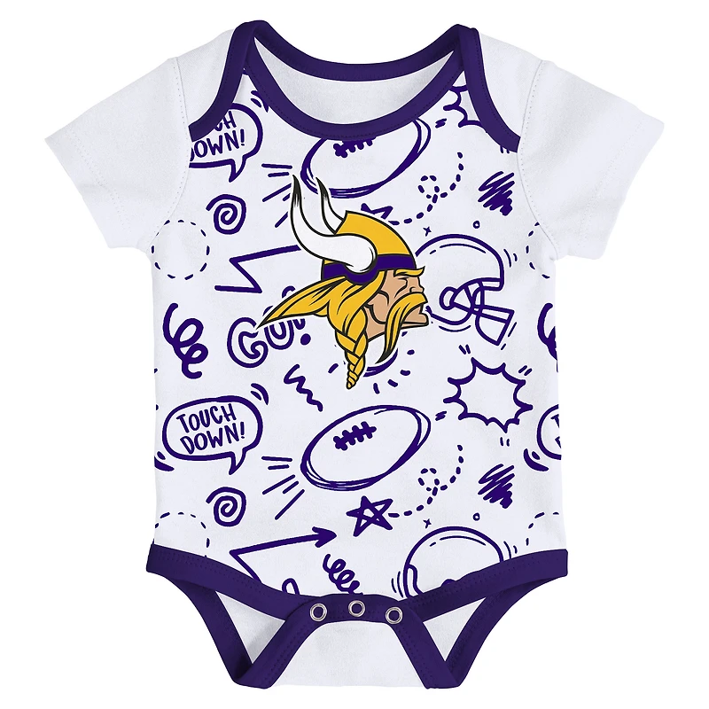 Infant Outerstuff  Minnesota Vikings All Day Play Three-Piece Bodysuit Set